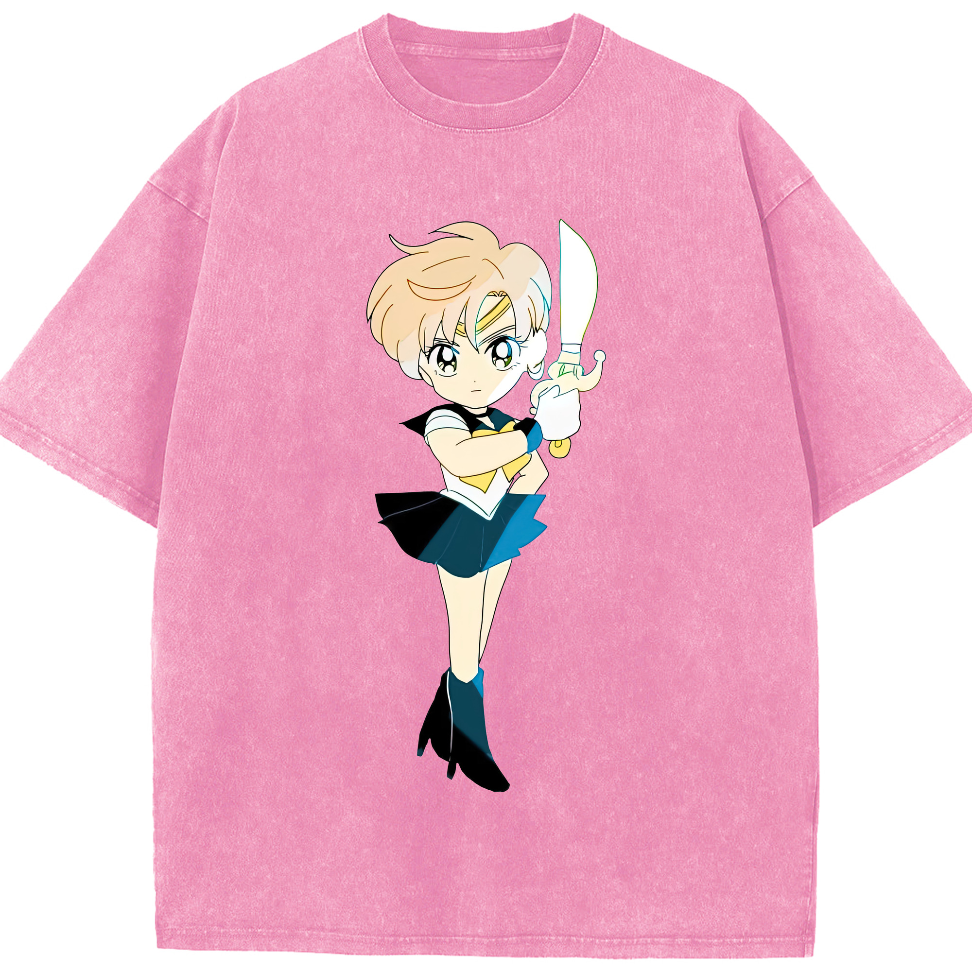 （画像用） 美少女戦士セーラームーン 天王はるか Sailor Moon Tenoh Haruka 綿100% ヴィンテージ風 半袖Tシャツ（フロントプリント）